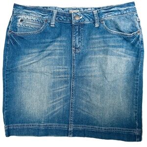J Jill Jean Skirt 10P Blue Denim Short Distressed Stretch Y2K